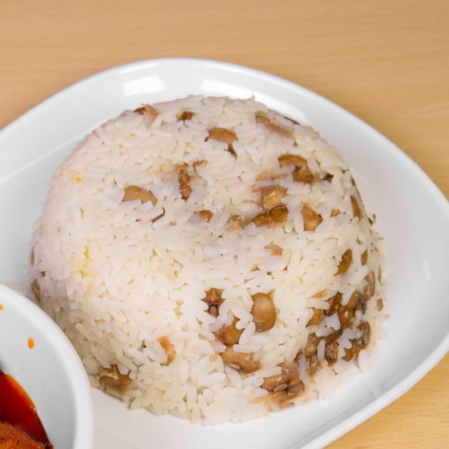White Rice and Stew-Chicken.