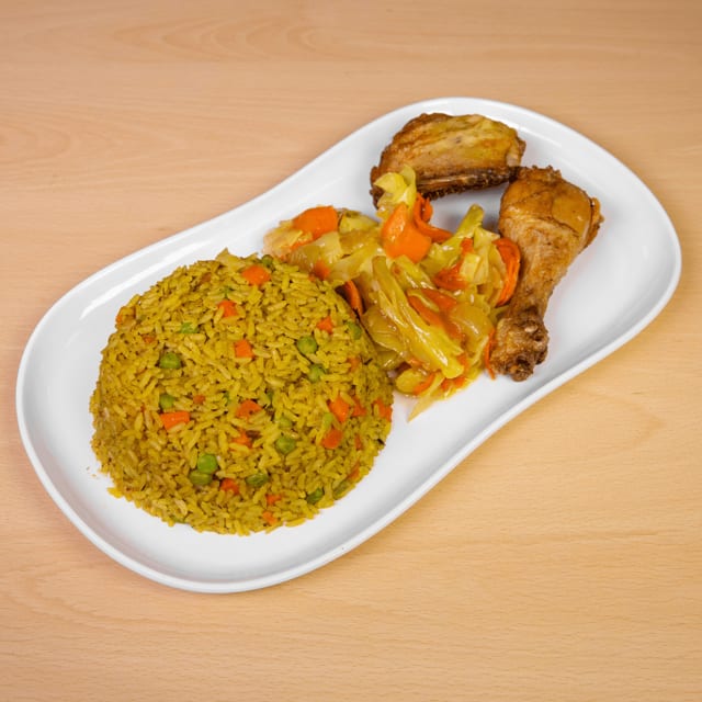 Nigerian Fried Rice Combo-Chicken.
